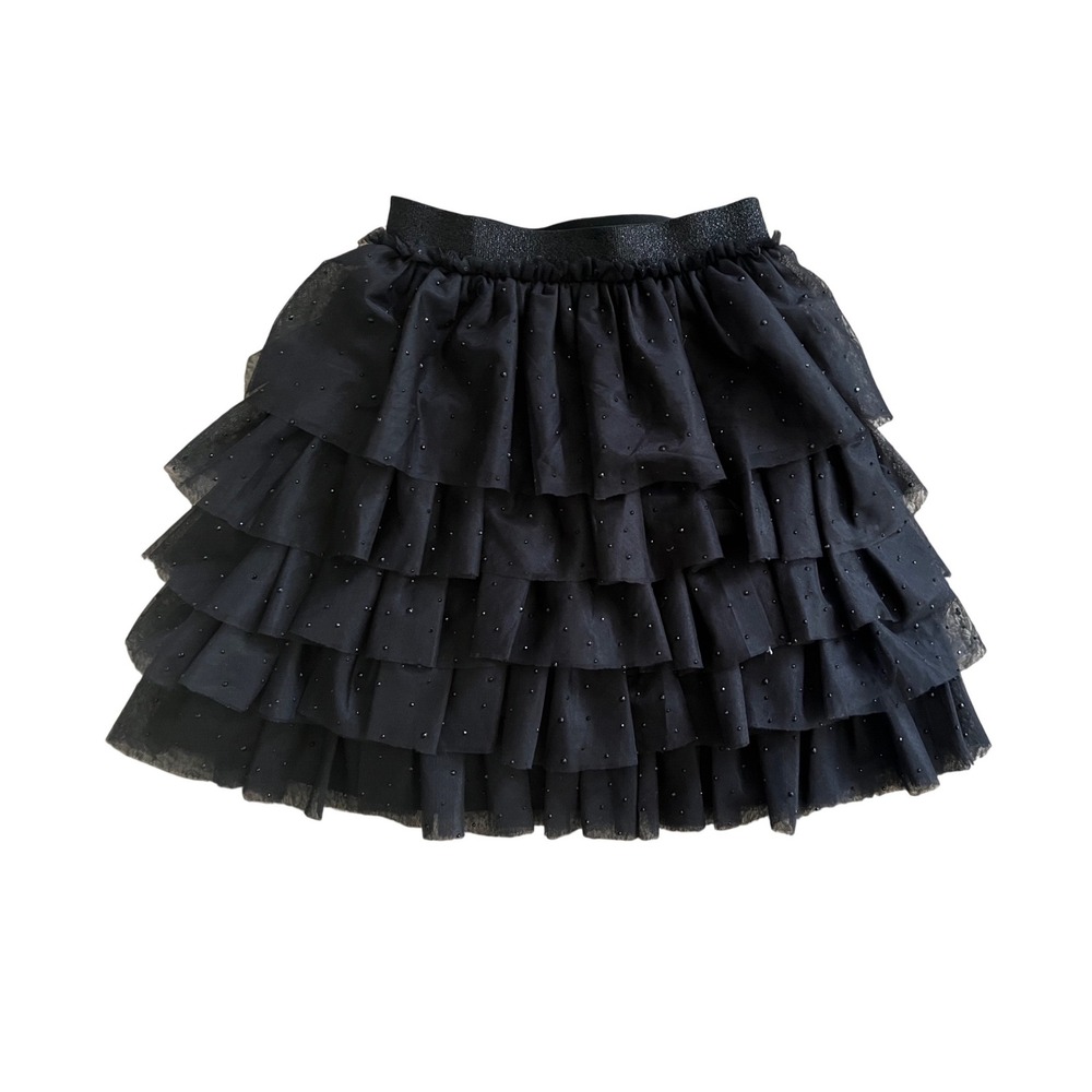 A Loves A Girls Black Tiered Tulle Studded Ruffle Skirt Kids Small NWT Holiday‎